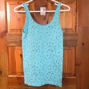 90° Degree By Reflex Teal Animal Print Stretchy Tank Top